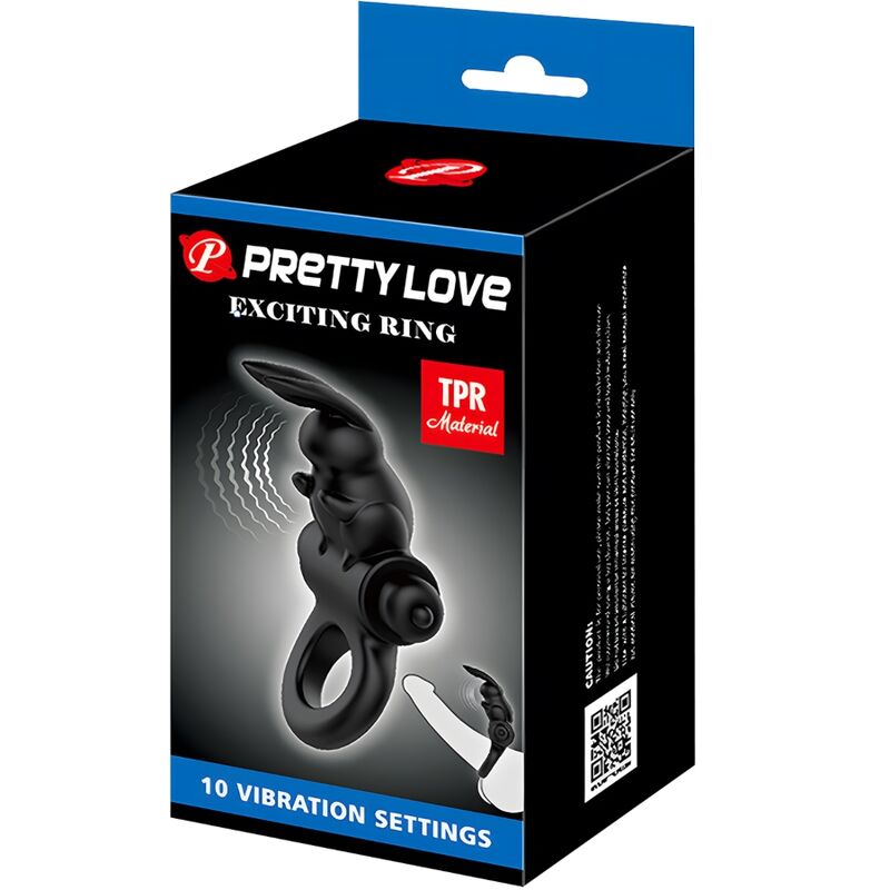 PRETTY LOVE - EXCITING RING RABBIT Sensorisches Gerät RING 10 VIBRATIONEN SCHWARZ