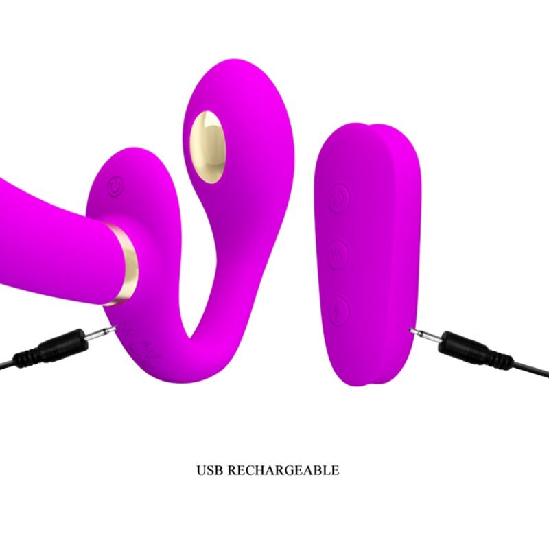 PRETTY LOVE - THUNDERBIRD DOUBLE STRAP-ON Sensory Device REMOTE CONTROL PURPLE