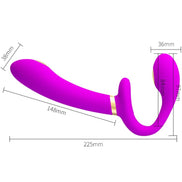 PRETTY LOVE - THUNDERBIRD DOUBLE STRAP-ON Sensory Device REMOTE CONTROL PURPLE