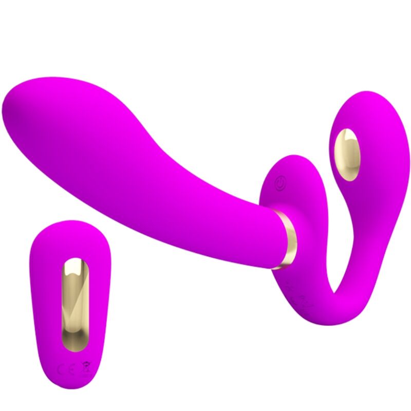 PRETTY LOVE - THUNDERBIRD DOUBLE STRAP-ON Sensory Device REMOTE CONTROL PURPLE