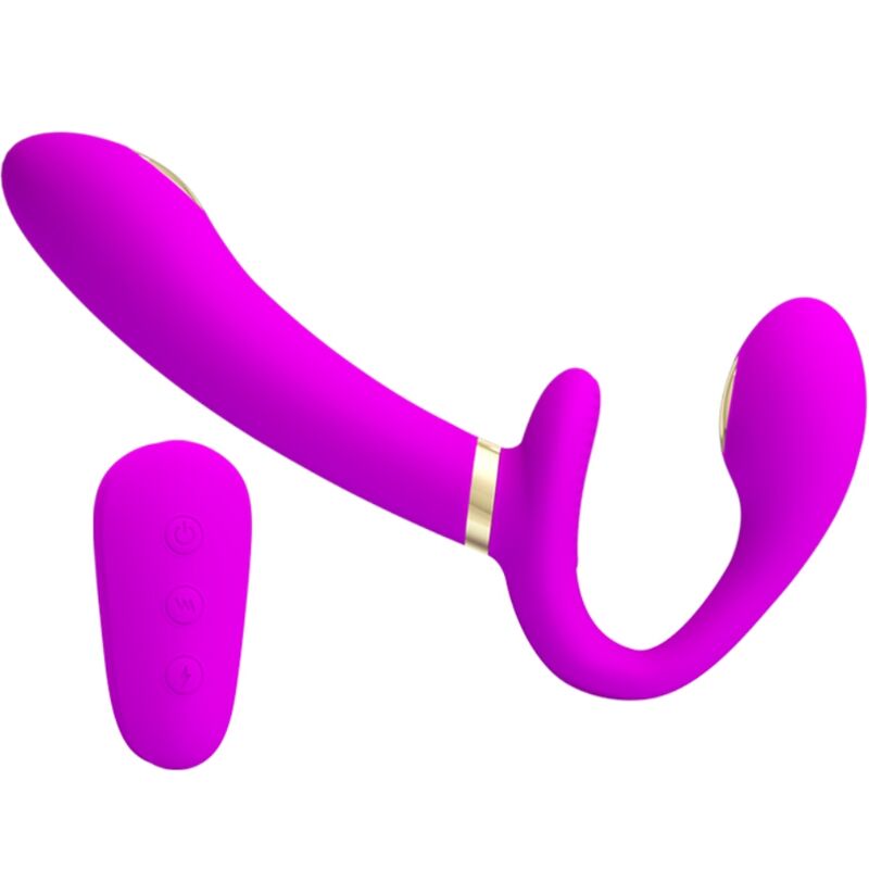 PRETTY LOVE - THUNDERBIRD DOUBLE STRAP-ON Sensory Device REMOTE CONTROL PURPLE