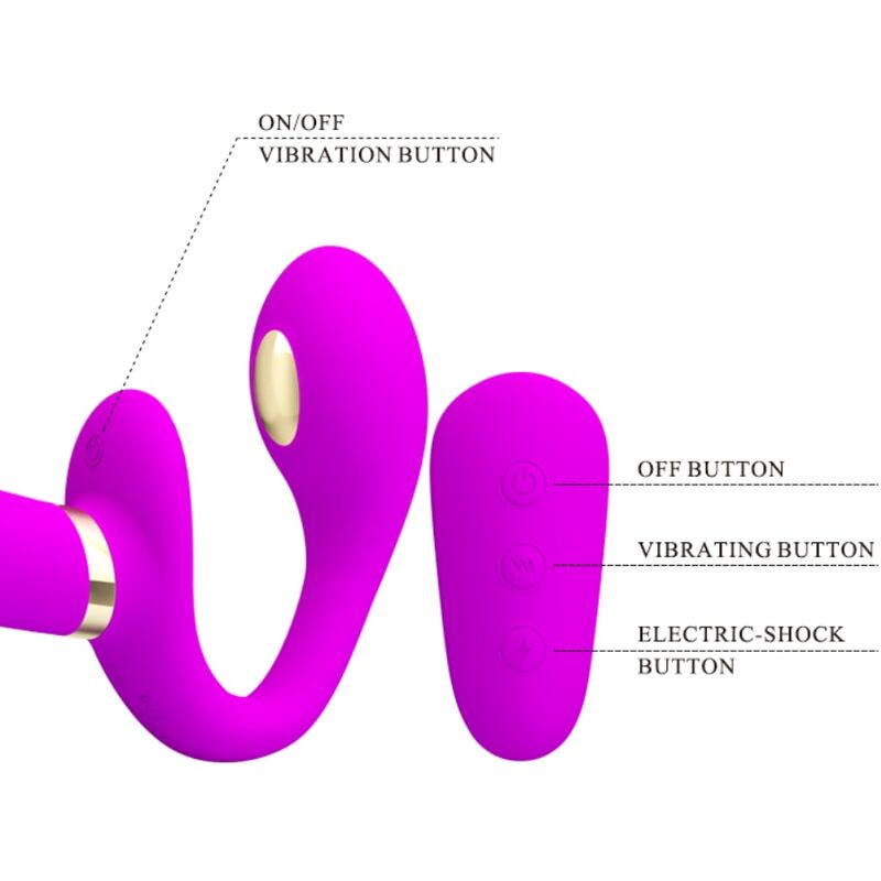 PRETTY LOVE - THUNDERBIRD DOUBLE STRAP-ON Sensory Device REMOTE CONTROL PURPLE