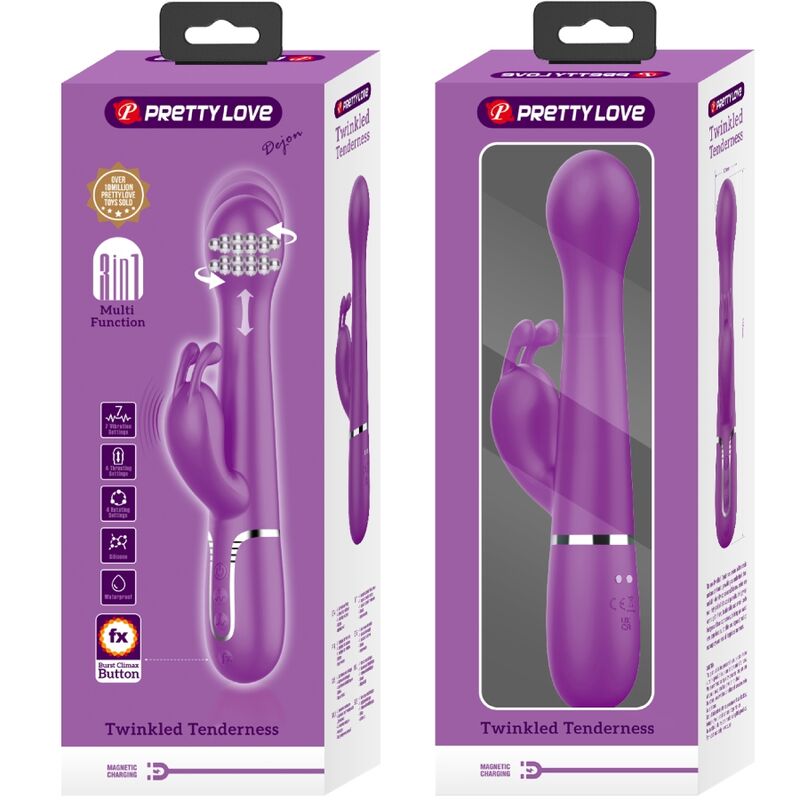 PRETTY LOVE - DEJON 3 IN 1 MULTIFUNCTION RABBIT Sensory Device PURPLE