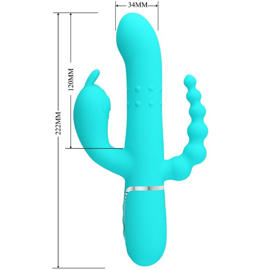 PRETTY LOVE - CAMMY 4 IN 1 MULTIFUNCTION TRIPPLE RABBIT Sensory Device BLUE