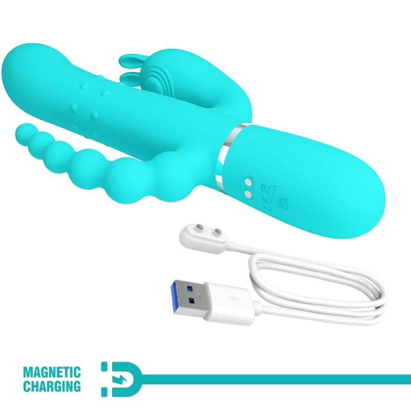 PRETTY LOVE - CAMMY 4 IN 1 MULTIFUNCTION TRIPPLE RABBIT Sensory Device BLUE