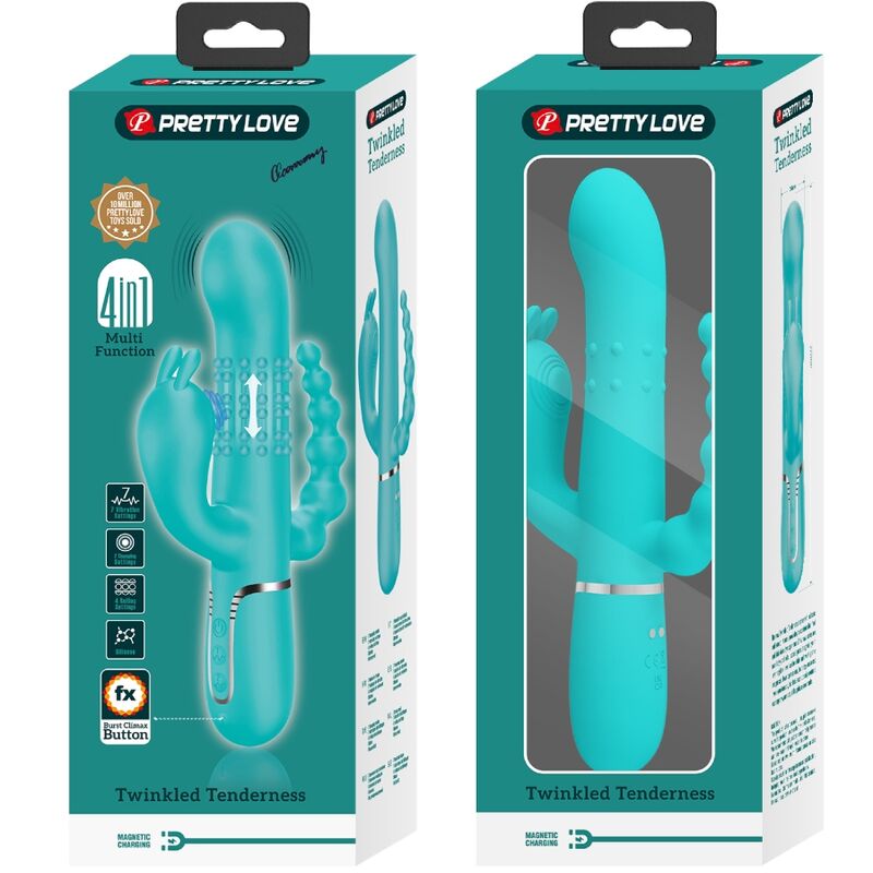 PRETTY LOVE - CAMMY 4 IN 1 MULTIFUNCTION TRIPPLE RABBIT Sensory Device BLUE