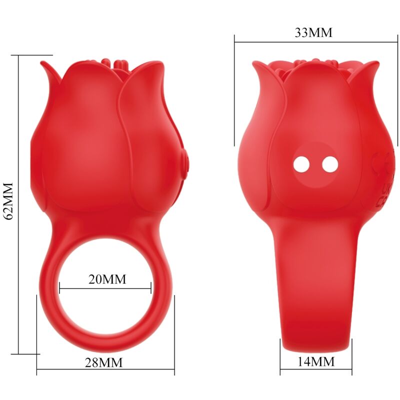 PRETTY LOVE - JAE ROSE SHAPED FINGER Sensory Device 10 VIBRATIONS RED