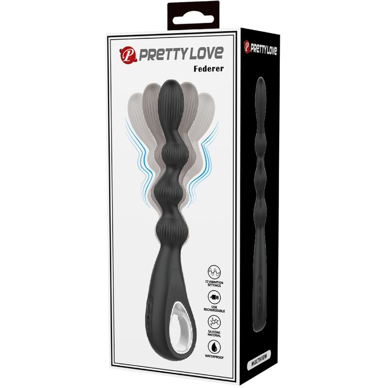 PRETTY LOVE - FEDERER ANAL Sensory Device 12 VIBRATIONS BLACK