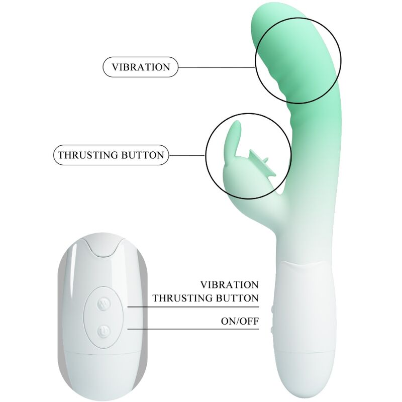 PRETTY LOVE - CERBERUS RABBIT Sensory Device 3O VIBRATIONS GREEN
