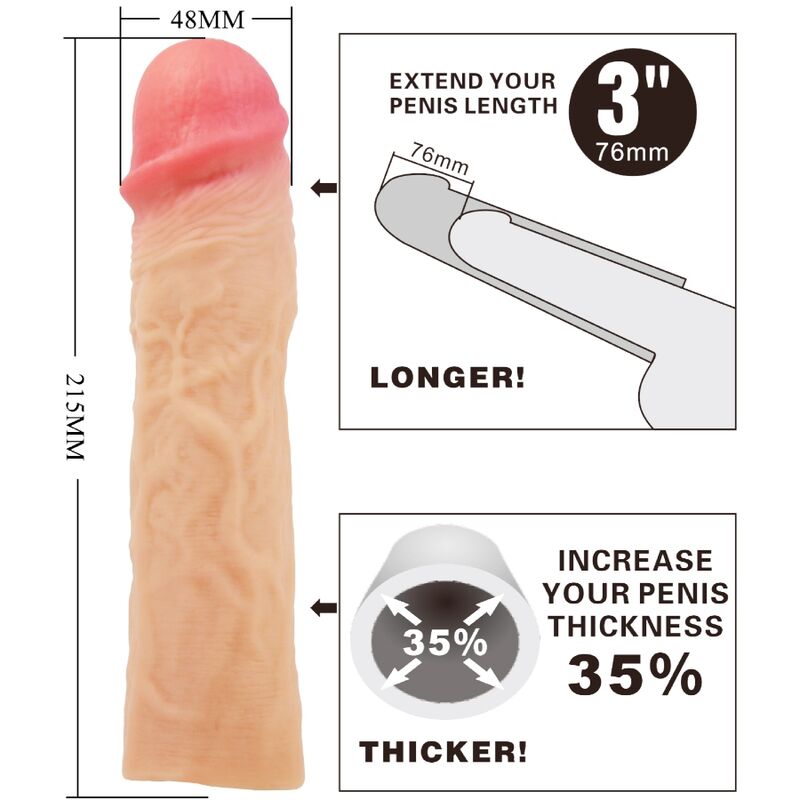 PRETTY LOVE - DEREK PENISVERLÄNGERUNG HAUTFARBEN MIT 7,6 CM ERWEITERUNG