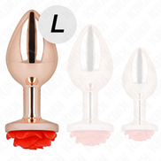 KINK - ROSÉGOLDENER ANLALPLUG MIT ROTER ROSE L