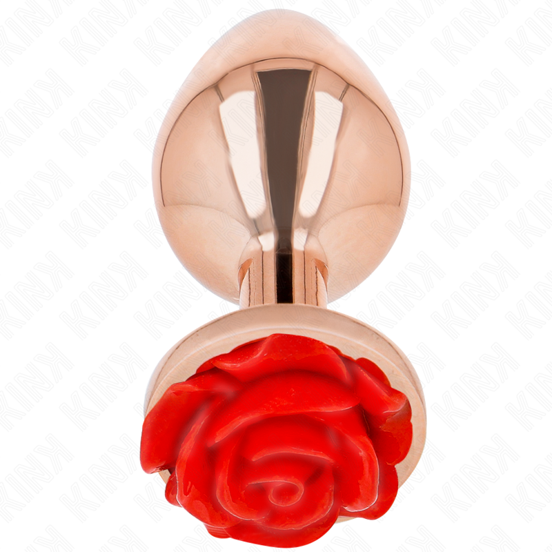 KINK - ROSÉGOLDENER ANLALPLUG MIT ROTER ROSE L