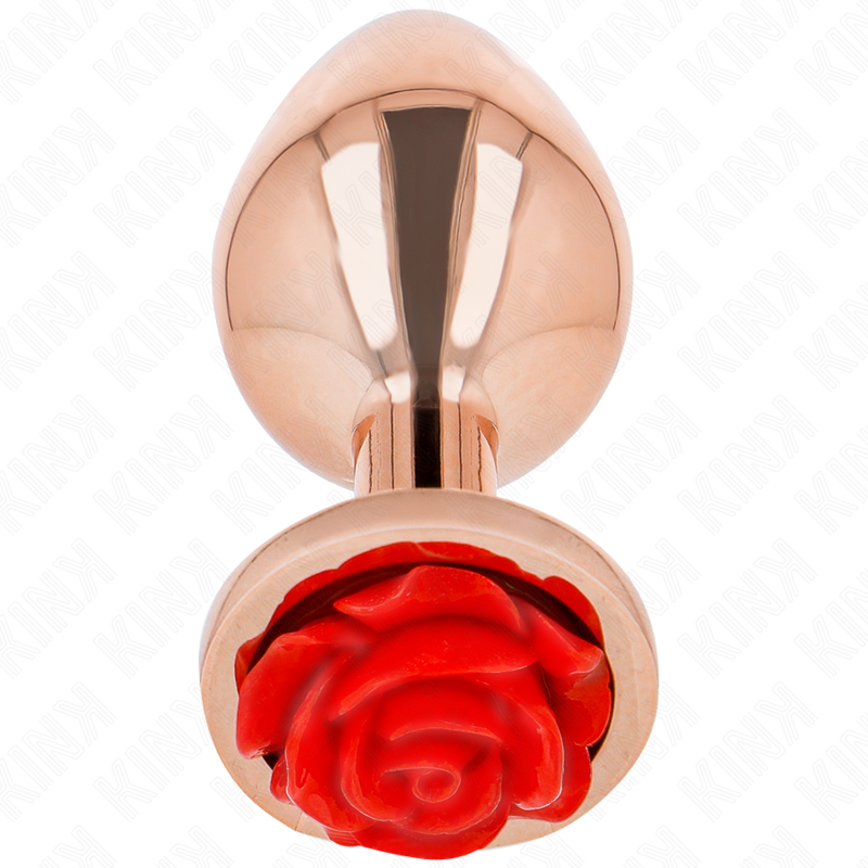KINK - ROSÉGOLD ANALPLUG MIT ROTER ROSE M