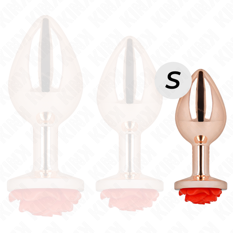 KINK – ROSÉGOLDENER ANALPLUG MIT ROTER ROSE S