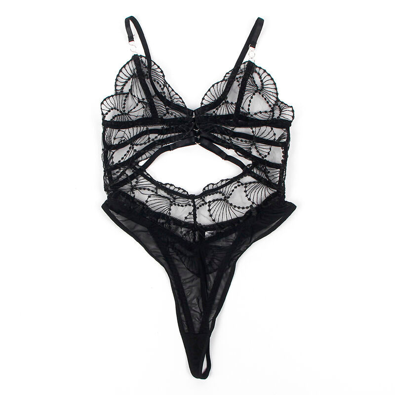 SUBBLIME - 955212 TRANSPARENTER BODY MIT SCHWARZER SPITZENAPPLIKATION S/M