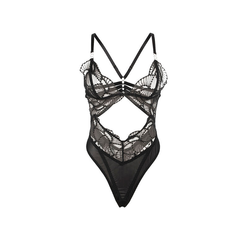 TRANSPARENT BODYSUIT WITH HOLLOW LACE