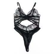 TRANSPARENT BODYSUIT WITH HOLLOW LACE