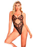 TRANSPARENT BODYSUIT WITH HOLLOW LACE