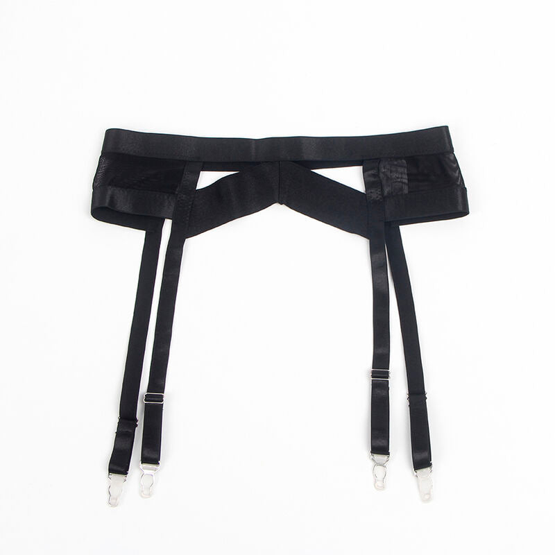 SUBBLIME - 955236 SCHWARZER BONDAGE-BH MIT STRÜMPFBAND-SET S/M