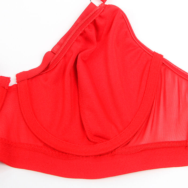 SUBBLIME - 955250 ROTER BONDAGE-BH MIT STRUMPFHALTER-SET S/M