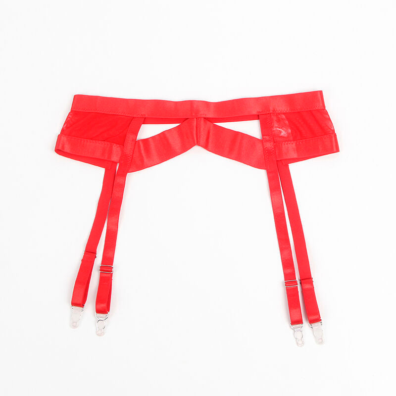 SUBBLIME - 955250 ROTER BONDAGE-BH MIT STRUMPFHALTER-SET S/M