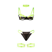 SUBBLIME - 955281 BH-SET MIT HALSKETTE UND BEINDETAILS NEONGRÜN L/XL
