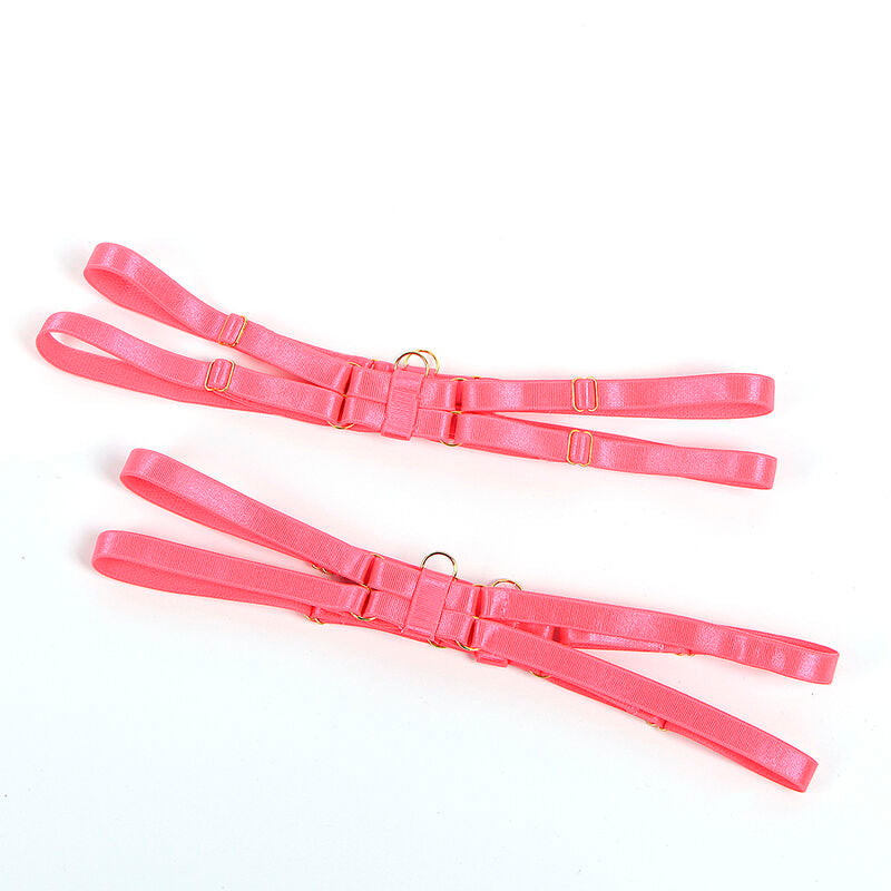 SUBBLIME - 955298 BH-SET MIT HALSKETTE UND BEINDETAILS LEUCHTENDES PINK S/M