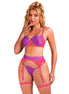 SUBBLIME - 955359 SET OF BRA WITH LACE AND GARTER LINKS PINK AND PURPLE S/M