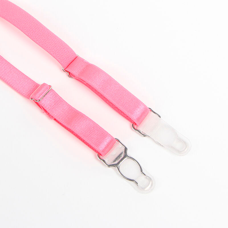 SUBBLIME - 955366 BH-SET MIT SPITZE UND STRUMPFBAND-LINIEN ROSA UND LILA L/XL