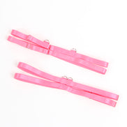 SUBBLIME - 955366 BH-SET MIT SPITZE UND STRUMPFBAND-LINIEN ROSA UND LILA L/XL