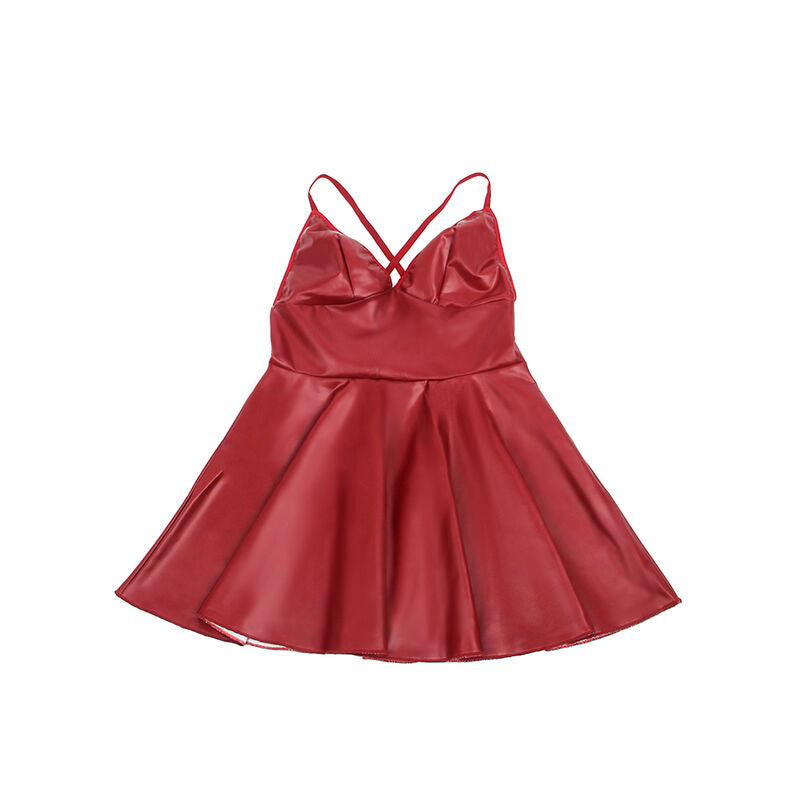 SUBBLIME - 955403 KLEID MIT BURGUNDERFARBENEN LEDERTRÄGERN L/XL