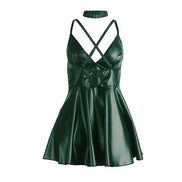 SUBBLIME - 955434 KLEID MIT GRÜNEN LEDERTRÄGERN S/M