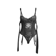 SUBBLIME - 955496 SPITZENBODY MIT SCHLEIFEN UND STRUMPFBÄNDERN SCHWARZ S/M