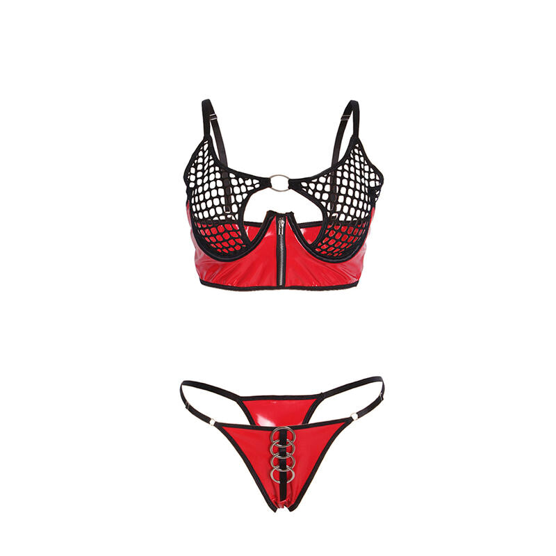 SUBBLIME - 955533 ROT LACKLEDER MESH REISSVERSCHLUSS BH-SET S/M