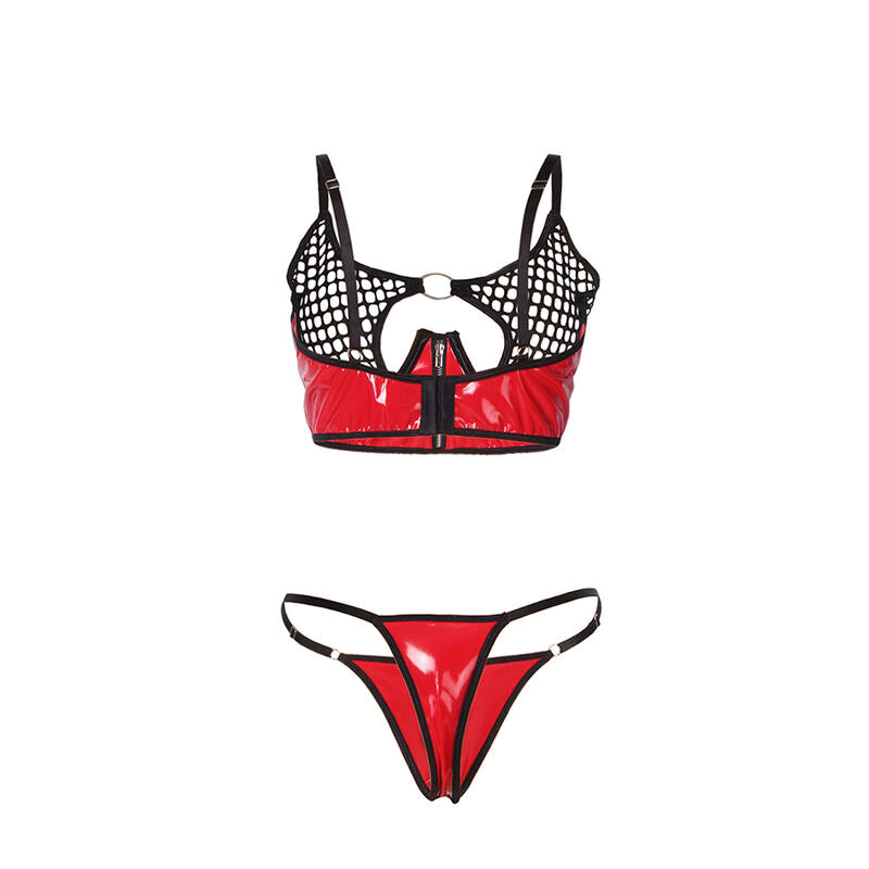 SUBBLIME - 955533 ROT LACKLEDER MESH REISSVERSCHLUSS BH-SET S/M