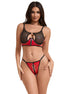 SUBBLIME - 955540 BH-SET AUS ROTEM LACKLEDER UND NETZSTOFF MIT REISSVERSCHLUSS L/XL
