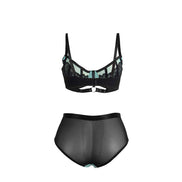 SUBBLIME - 955564 GREEN PATENT LEATHER MESH ZIPPER BRA SET L/XL