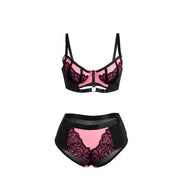 SUBBLIME - 955588 ROSA LACKLEDER MESH REISSVERSCHLUSS BH-SET L/XL