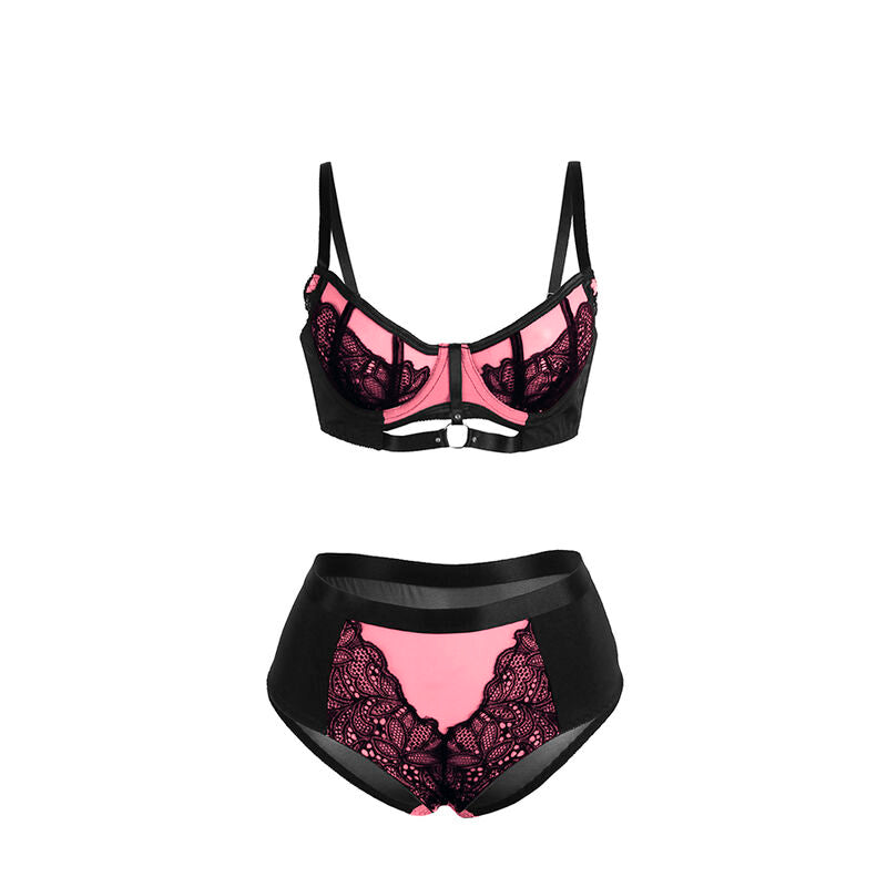 SUBBLIME - 955588 ROSA LACKLEDER MESH REISSVERSCHLUSS BH-SET L/XL