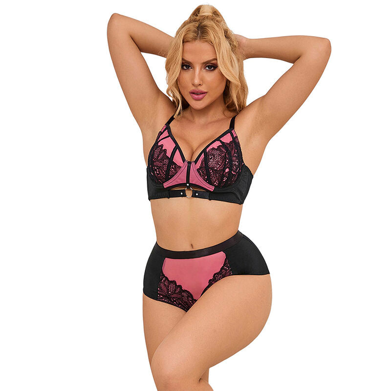 SUBBLIME - 955588 ROSA LACKLEDER MESH REISSVERSCHLUSS BH-SET L/XL