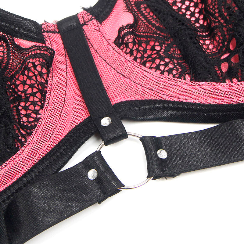 SUBBLIME - 955588 ROSA LACKLEDER MESH REISSVERSCHLUSS BH-SET L/XL
