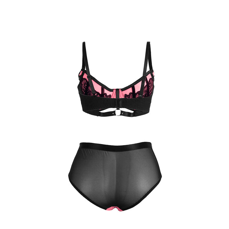 SUBBLIME - 955588 ROSA LACKLEDER MESH REISSVERSCHLUSS BH-SET L/XL