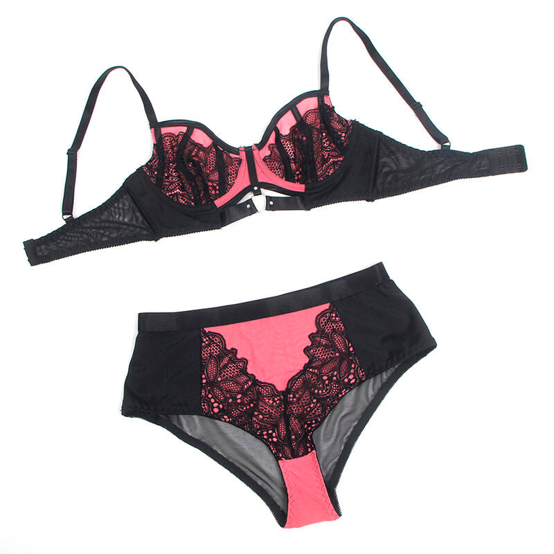 SUBBLIME - 955588 ROSA LACKLEDER MESH REISSVERSCHLUSS BH-SET L/XL
