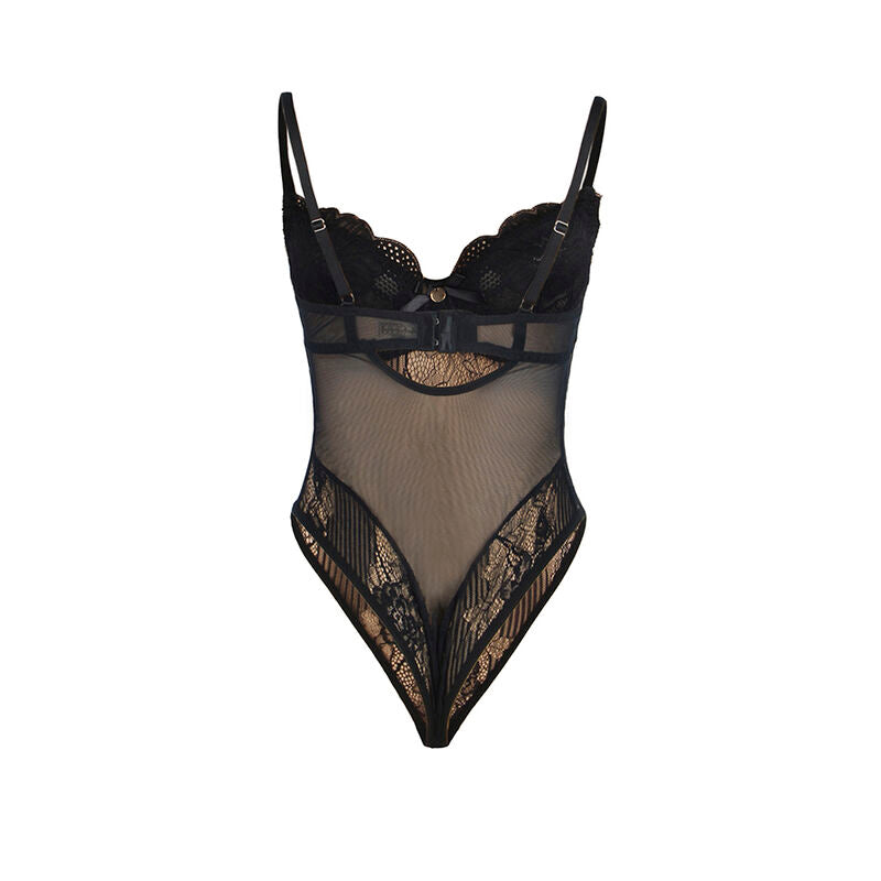 SUBBLIME - 955625 SPITZENBODY MIT UNTEREM VERSCHLUSS SCHWARZ L/XL