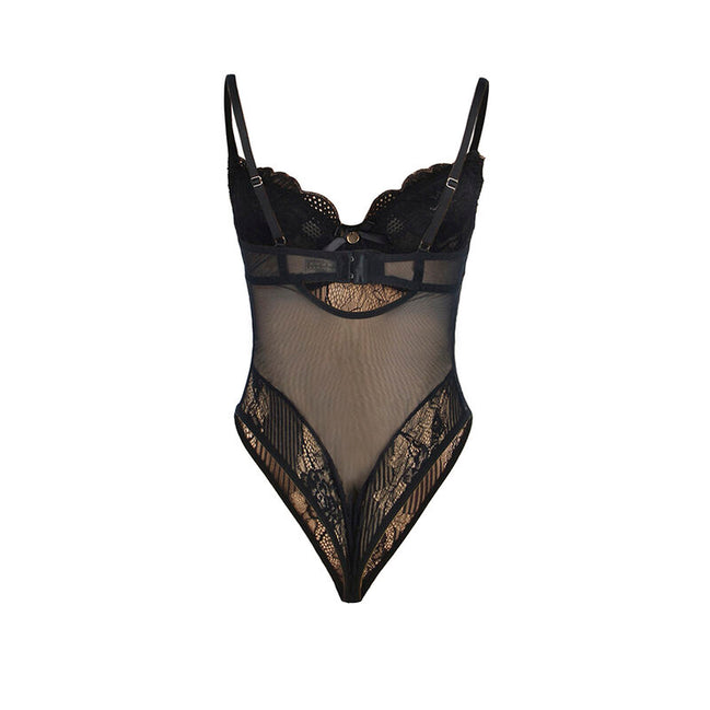 SUBBLIME - 955625 SPITZENBODY MIT UNTEREM VERSCHLUSS SCHWARZ L/XL