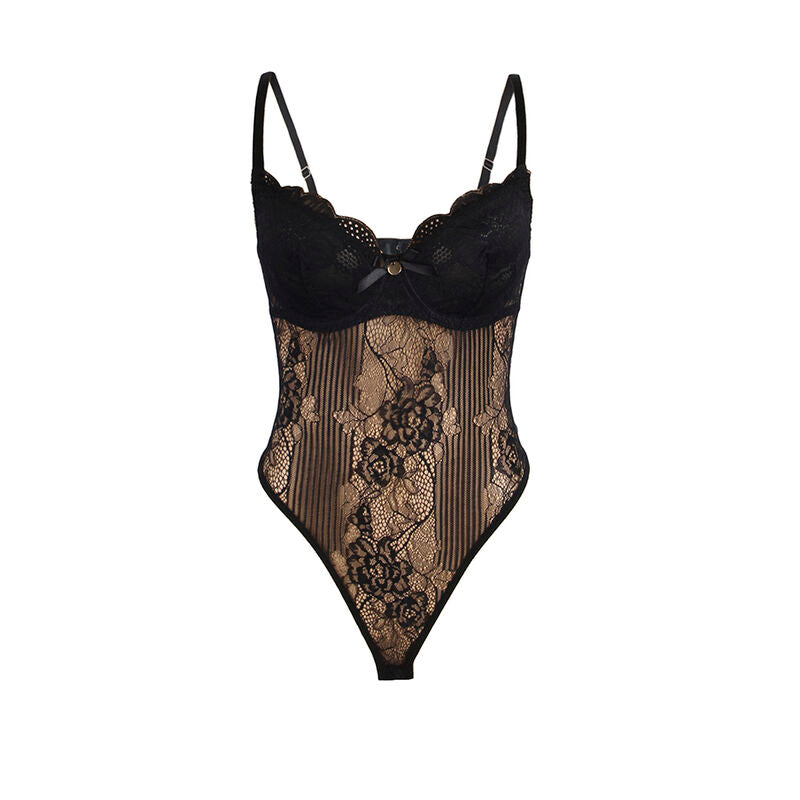 SUBBLIME - 955625 SPITZENBODY MIT UNTEREM VERSCHLUSS SCHWARZ L/XL