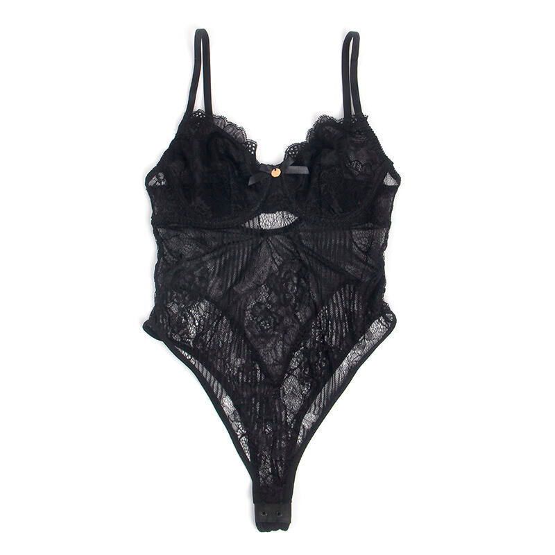 SUBBLIME - 955625 SPITZENBODY MIT UNTEREM VERSCHLUSS SCHWARZ L/XL