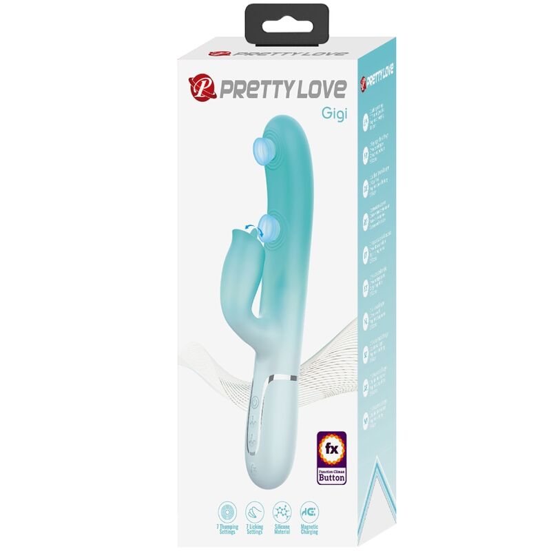 PRETTY LOVE - GIGI MULTIFUNCTION RABBIT Sensory Device AQUA GREEN