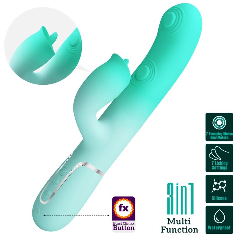 PRETTY LOVE - GIGI MULTIFUNCTION RABBIT Sensory Device AQUA GREEN