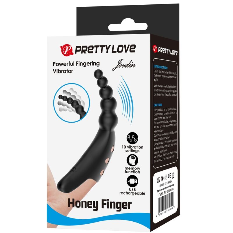 PRETTY LOVE - JORDIN FINGER Sensorisches Gerät 10 VIBRATIONEN SCHWARZ